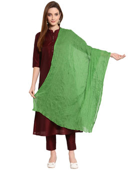 Anekaant - Green Solid Crinkled Cotton Stole