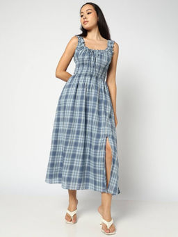 GAP - Women Plaid Blue Dress