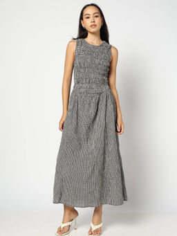 GAP - Women Plaid Slim Fit Black Dress