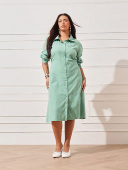 CURVY STREET - Women Green Shirt Dress