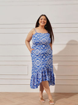 CURVY STREET - Printed Blue Dress
