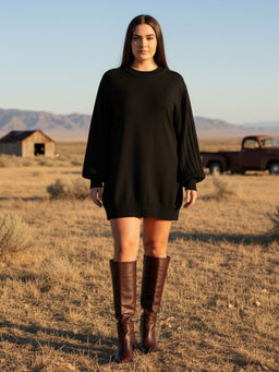 CURVY STREET - Flat Knitted Black Dress