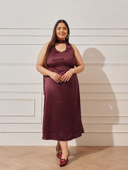 CURVY STREET - Scandy Burgundy Dress With Scarf