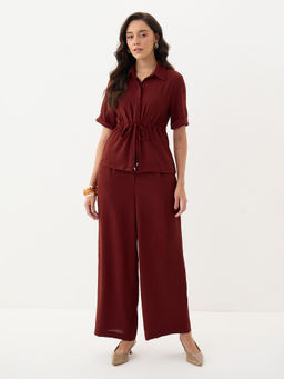 Femmella - Women's Polyester Maroon Co-Ord Set