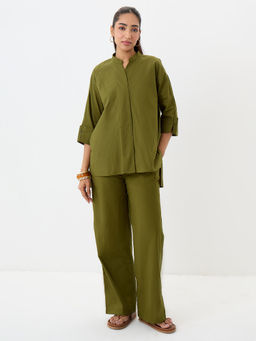 Femmella - Women Cotton Olive Co-Ord Set