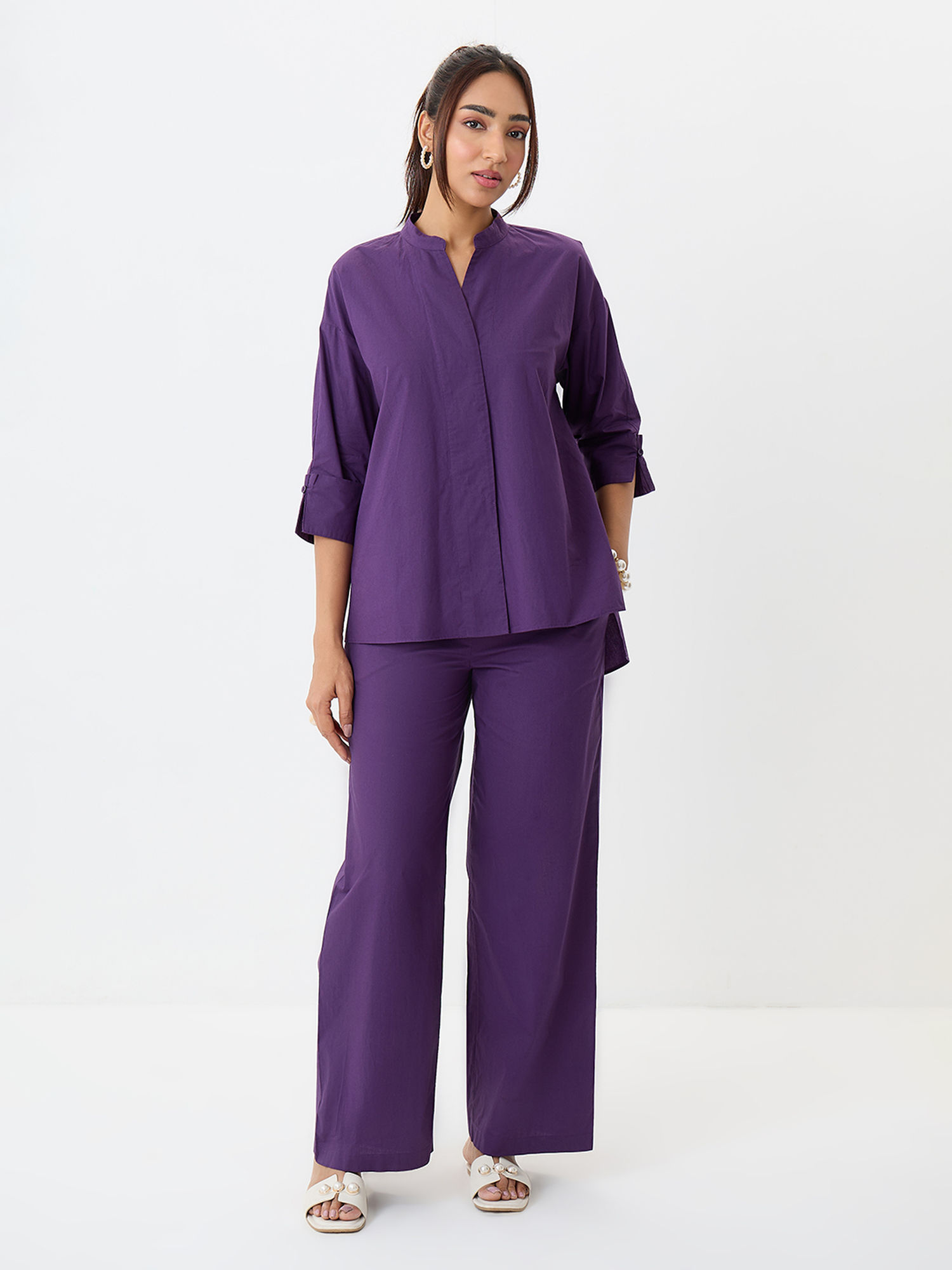 femmella Women's Cotton Purple Co-Ord Set-picture-31