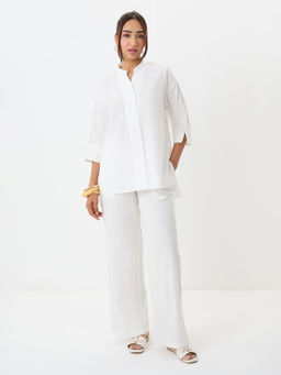 Femmella - Women's Cotton White Co-Ord Set