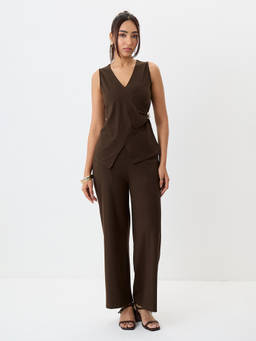 Femmella - Women's Cotton Brown Co-Ord Set