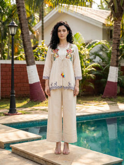 ZUMMER - Embroidered Off White Co-Ord Set