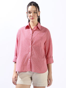 High Star - Women Pink Checks Shirt