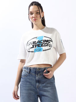 High Star - Women White Printed T-Shirt