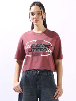 High Star - Women Mauve Printed T-Shirt