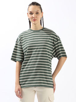 High Star - Women Green Stripes T-Shirt