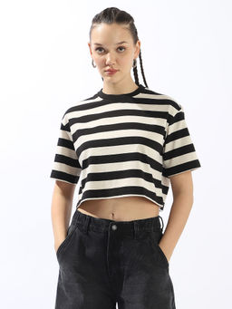 High Star - Women Black Stripes T-Shirt