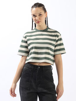 High Star - Women Green Stripes T-Shirt