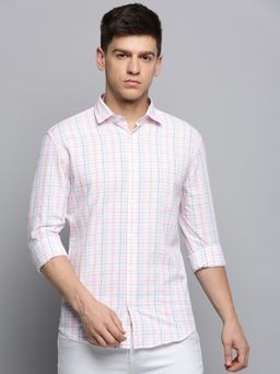 SHOWOFFFF - Mens Spread Collar Checked White Classic Shirt