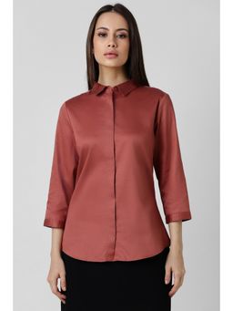 Van Heusen - Women Rust Solid Three Fourth Sleeves Formal Shirt