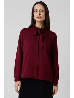Van Heusen - Women Maroon Solid Long Sleeves Formal Shirt