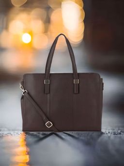 Toteteca - Slim Trim Laptop Bag-Brown