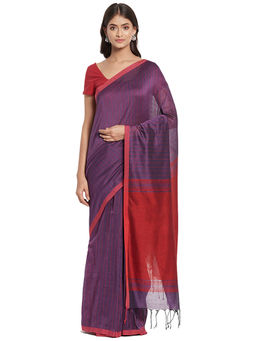 Fabindia - Purple Hand Woven Cotton Saree