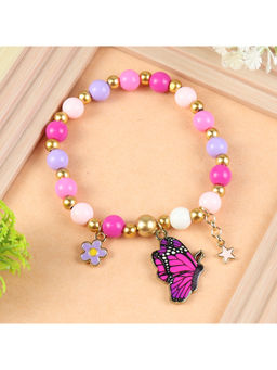 Asthetika Kids - Pink Butterfly Charm Beaded Bracelet (3-12 Years)