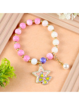 Asthetika Kids - Pink Star Butterfly Charm Beaded Bracelet (3-12 Years)