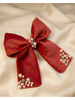 FUNKRAFTS - Red Velvet Bow With Tail Hair Clip (3-12 Years)