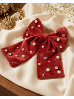 FUNKRAFTS - Red Velvet Bow With Tail Hair Clip (3-12 Years)