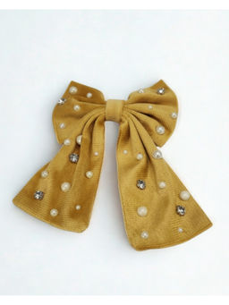 FUNKRAFTS - Yellow Velvet Bow With Tail Hair Clip (3-12 Years)