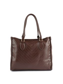 London Rag - Dark Brown Chevron Pattern Tote Bag