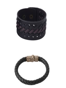 NVR - Men's Black Leather Bracelets