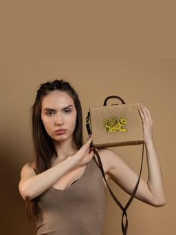 Gonecase - Bengal Tiger Hand Embroidered Jute Sling Bag with Detachable Straps