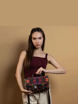 Gonecase - Floral Skull Double Buckle Sling Bag with Detachable Straps