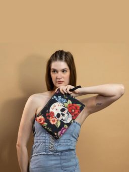 Gonecase - Floral Skull Wristlet Clutch Bag