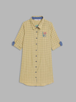 Elle Kids - Girls Yellow Checked Dress