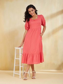 Fabindia - Pink Cotton Midi Dress