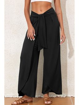 Errabelly - Black Knotted Drop Waist Split Leg Relaxed Pant