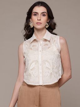 Label Ritu Kumar - Ecru Clarisse Shirt with Camisole