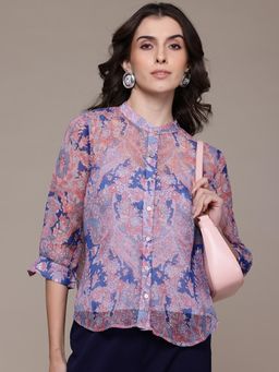Label Ritu Kumar - Blue Nicolette Shirt with Camisole
