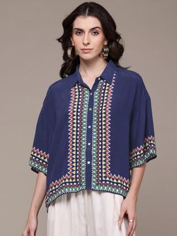 Label Ritu Kumar - Navy Blue Syrina Shirt