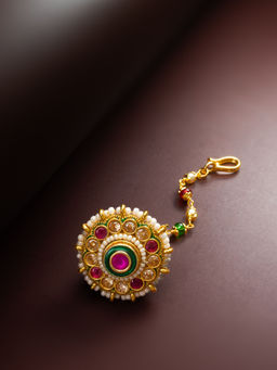 Aadita - Multi-Color Alloy Gold Plated Maangtikka