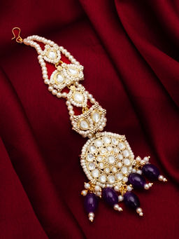 Aadita - Purple Alloy Gold Plated Maangtikka