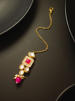 Aadita - Pink Alloy Gold Plated Maangtikka