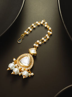 Aadita - White Alloy Gold Plated Maangtikka