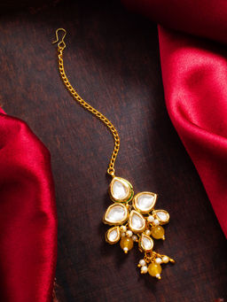 Aadita - Yellow Alloy Gold Plated Maangtikka