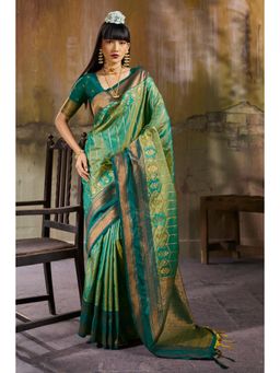 Mysilklove - Parrot Green Optimally Handloom Saree with Unstitched Blouse