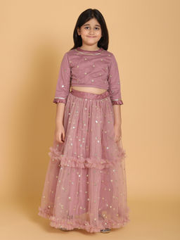PICCOLO - Mauve Net Choli With Lehenga (Set of 2)