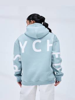 Psyched - Women Crest Blue Graphic Hoodie