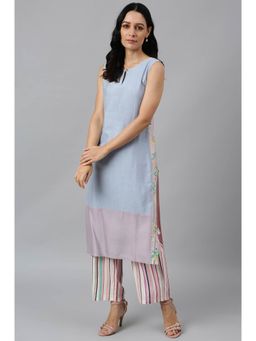 W - Blue Solid Kurta