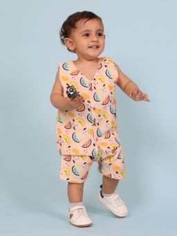 Mama & Peaches - 100% Cotton Muslin Jhabla Top With Shorts, Watermelons (Set of 2)